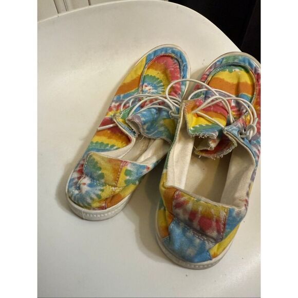 Women's Mandala Tie Dye Low Top Canvas Boat Shoe Loafer Multicolor Size 39 - Picture 4 of 7